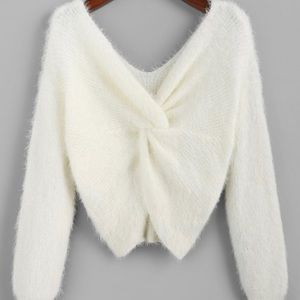 Made with Love Solid Twisted Fuzzy Sweater Medium